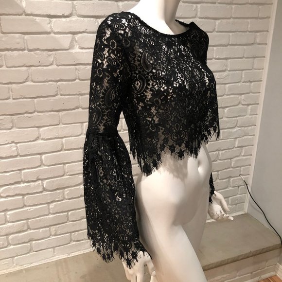 SET BLACK EYELASH LACE LONG TOP BELL MINI SKIRT - Picture 7 of 16